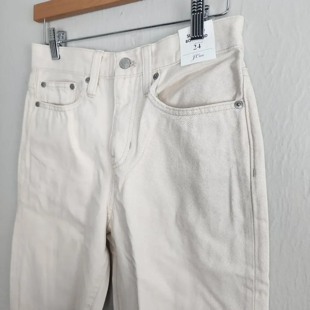J. Crew Slouchy Boyfriend High Waisted Jean Ecru White Rigid Denim NWT 24